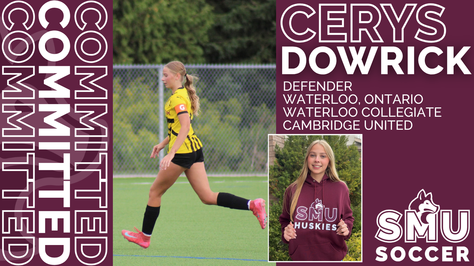 Huskies women&rsquo;s soccer announce commitment of defender Cerys Dowrick